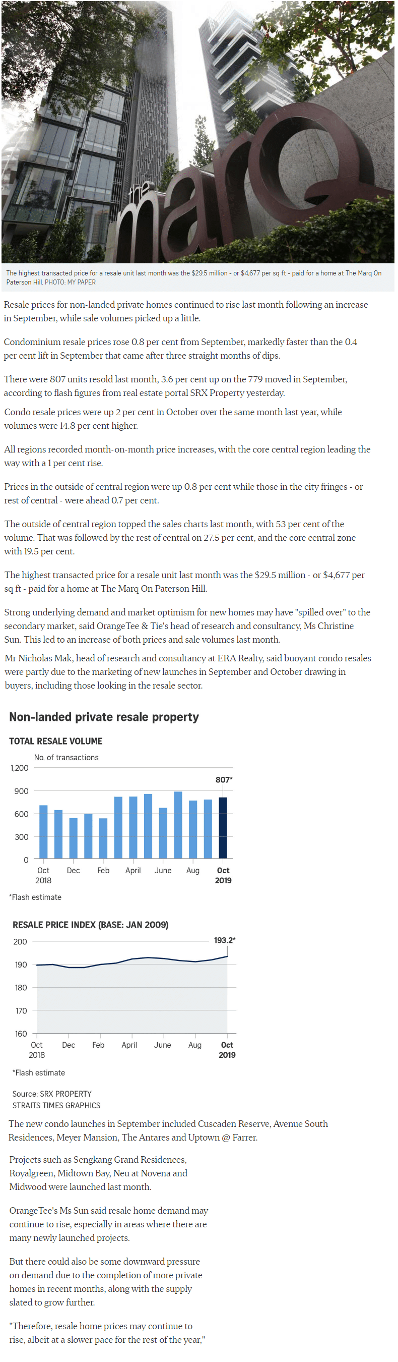 K Suites - Singapore Condo Resale Prices Up 0.8% Last Month